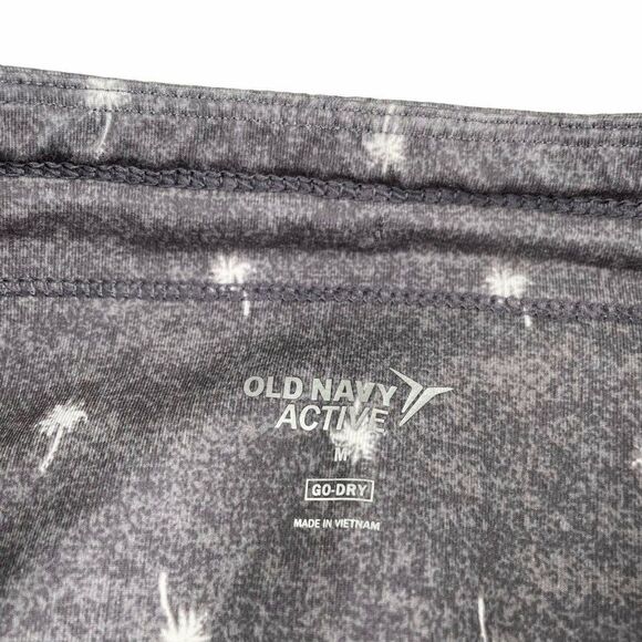 Old Navy Go Dry High Rise Compression Crop Gray Palm Trees - Picture 4 of 7